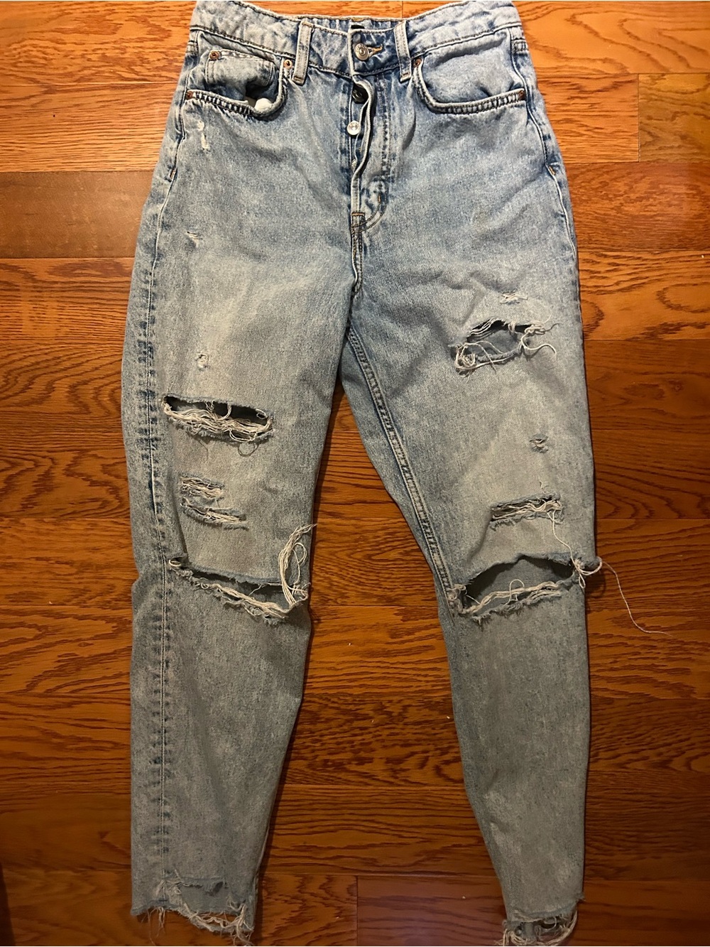 High-Rise Light Blue Distressed Boyfriend Jeans